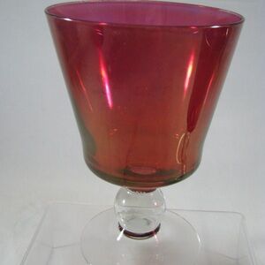 One Ruby Flash by Seneca Vintage Water Wine Goblets Clear Stem #1726 Deep Red